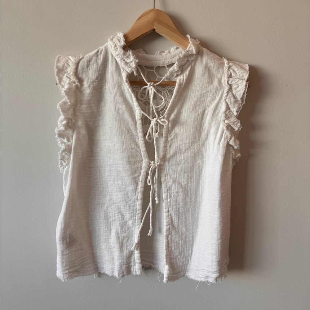 Tie front gauze top